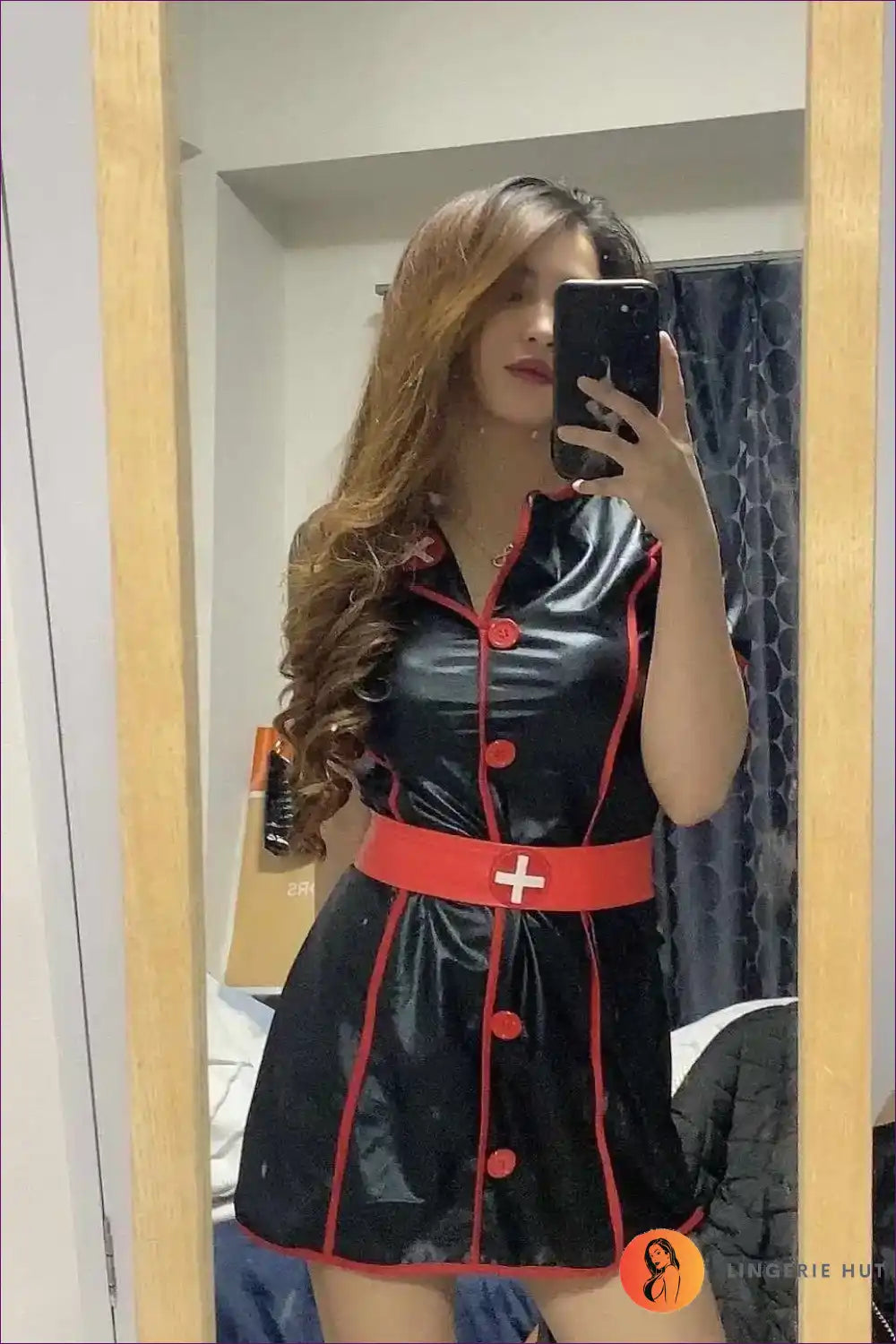 Pu Roleplay Nurse Uniform Dress for Cosplay Evenings Costume, just In, Mini, Nurse, Party