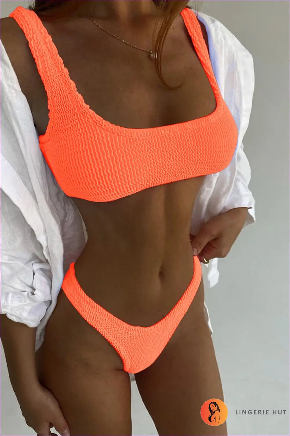 Push-up Bikini Set with Brazilian Cut - Poolside Glamour - Orange / s - Swimwear - Lingerie Hut - Beachwear • Cutout
