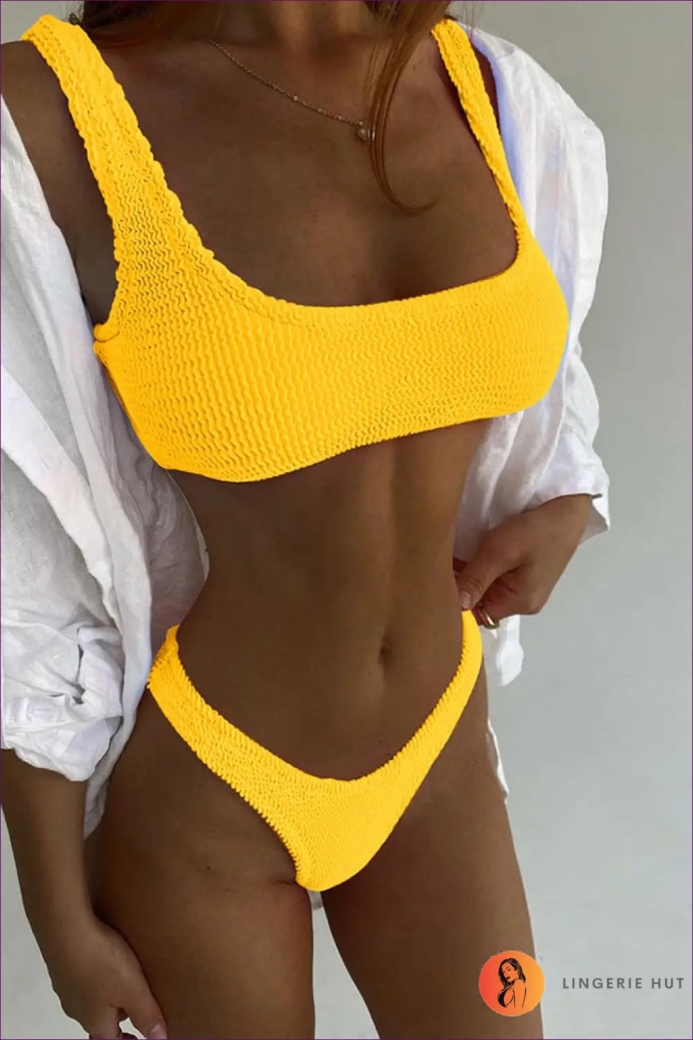 Push-up Bikini Set with Brazilian Cut - Poolside Glamour - Yellow / s - Swimwear - Lingerie Hut - Beachwear • Cutout