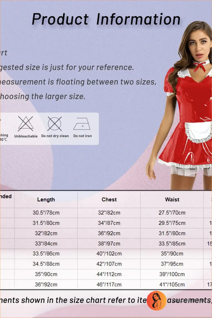 Pvc Maid Costume with Lace Ruffle Trim - After Dark Shine - Clubwear • just in • Night out • Party - Lingerie Hut