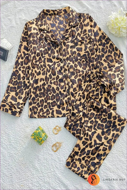 Pyjama Set with Animal Print and Classic Piping - Playful Comfort Edit for All Season, Animal, Casual,