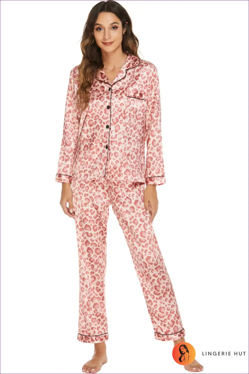 Pyjama Set with Animal Print and Classic Piping - Playful Comfort Edit for All Season, Animal, Casual,