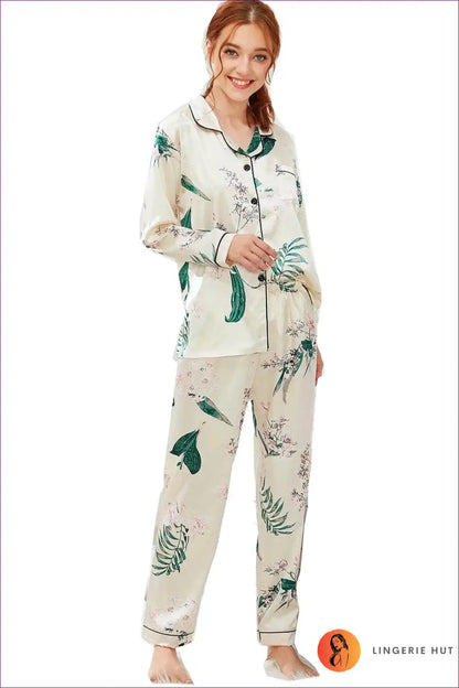 Pyjama Set with Animal Print and Classic Piping - Playful Comfort Edit for All Season, Animal, Casual,