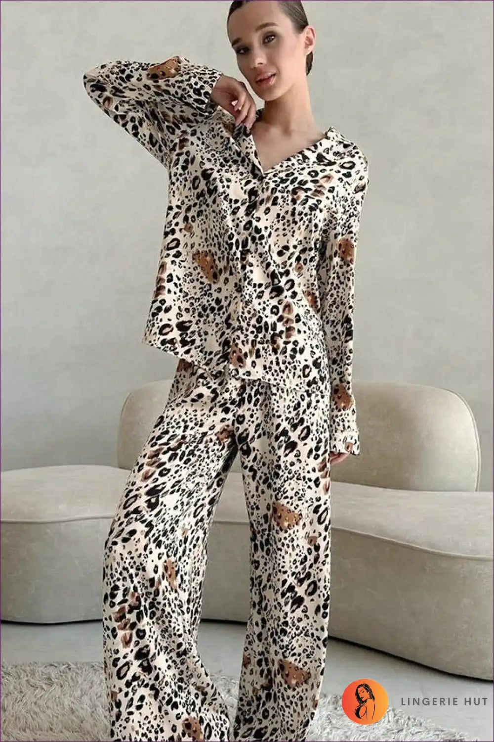 Pyjama Set with Animal Print - Lounge Luxe Vibes for All Season, Animal, Autumn, Casual, Everyday