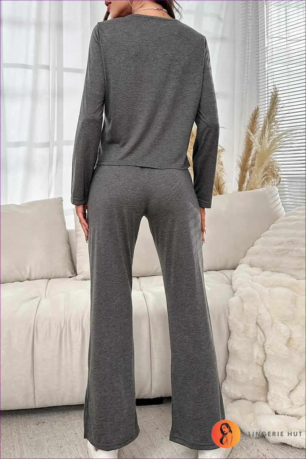 Pyjama Set with Button Front - Sophisticated Evenings for All Season, Autumn, Casual, Everyday,
