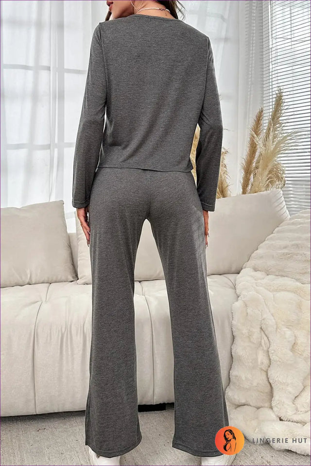 Button Front Pyjama Set - Quiet Confidence At Home