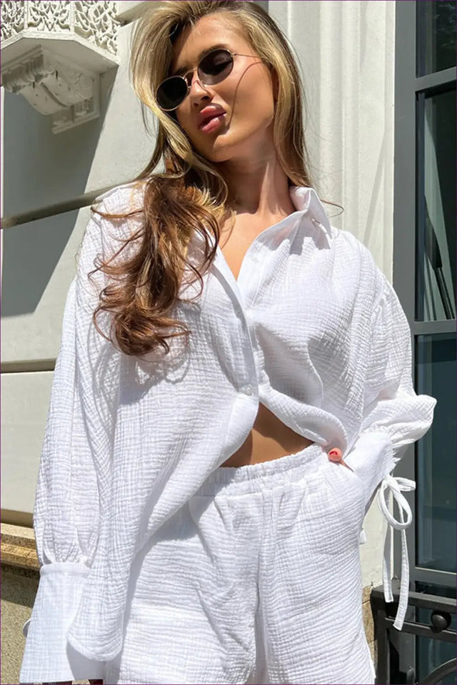 Pyjama Set with Button-Front Top - Sunday Morning Ritual