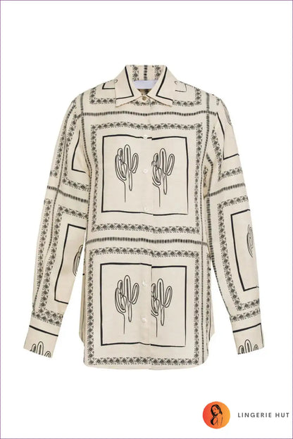 Pyjama Set with Cactus Print - Desert Dreams Comfort for All Season, Casual, Cotton, Everyday, Floral