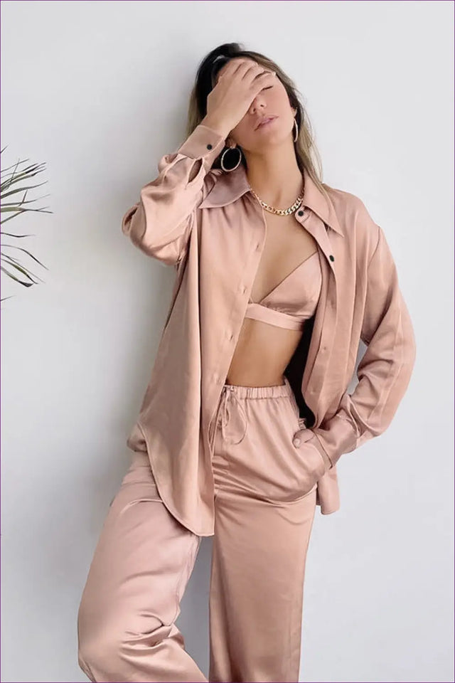 Collared Pyjama Set with Shirt - Effortless Elegance