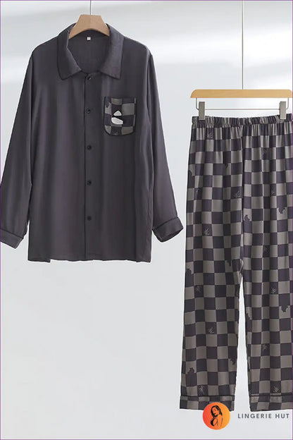 Pyjama Set with Embroidered Detail - Playful Evenings for All Season, Casual, Cotton, Everyday,