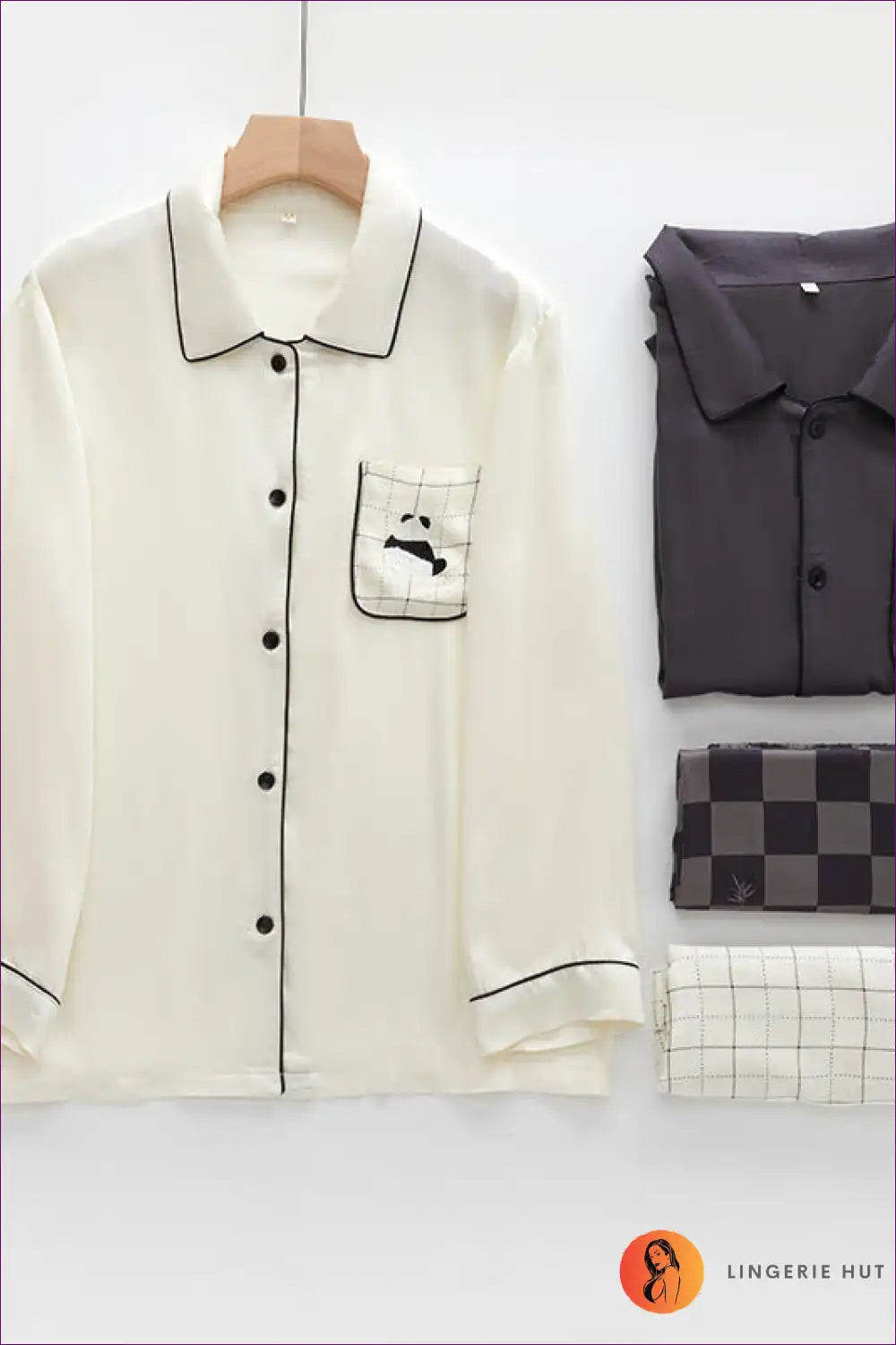 Pyjama Set with Embroidered Detail - Playful Evenings for All Season, Casual, Cotton, Everyday,