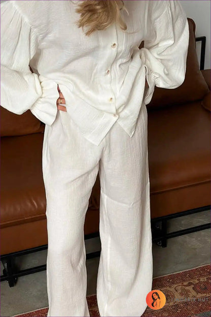 Pyjama Set with Flared Sleeves - Romantic Evenings for All Season, Boho, Casual, Chiffon, Everyday