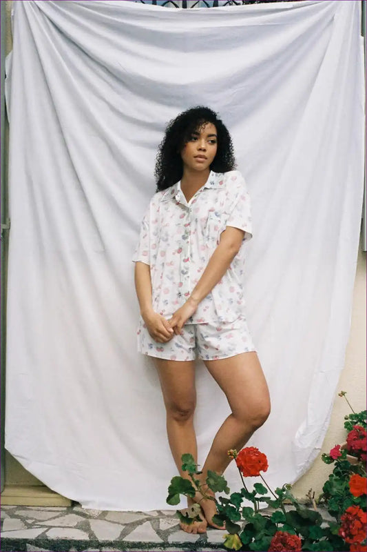 Pyjama Set with Floral Print - Garden Party Dreams for All Season, Casual, Everyday, Floral,