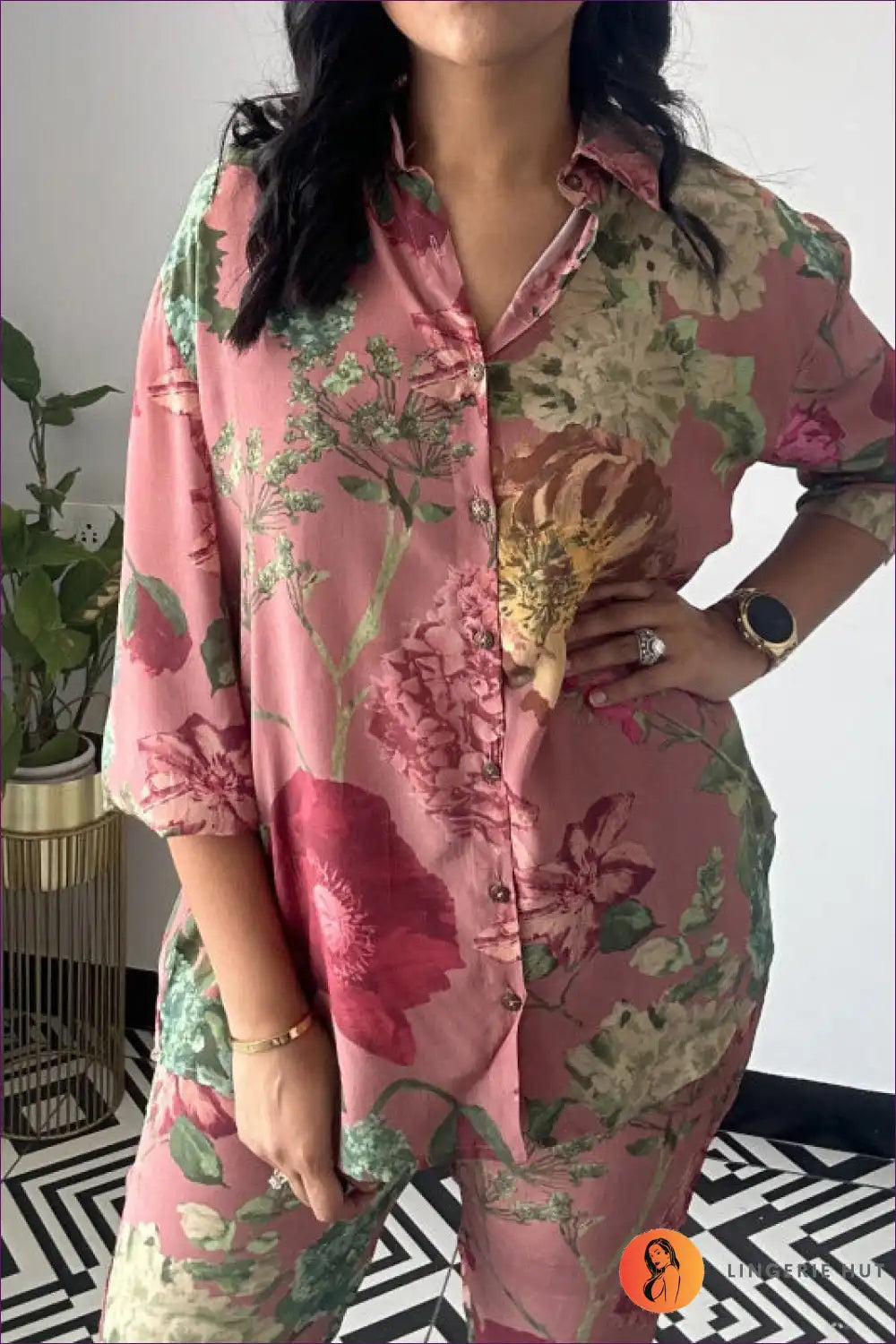 Pyjama Set with Floral Print - Weekend Ritual for All Season, Casual, Cotton, Everyday,