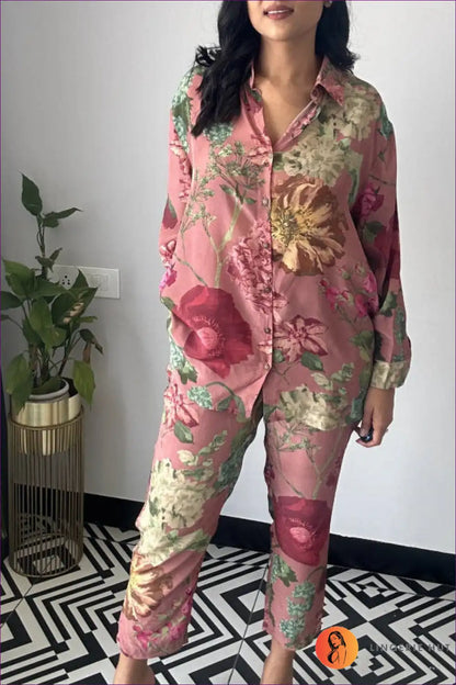 Pyjama Set with Floral Print - Weekend Ritual for All Season, Casual, Cotton, Everyday,