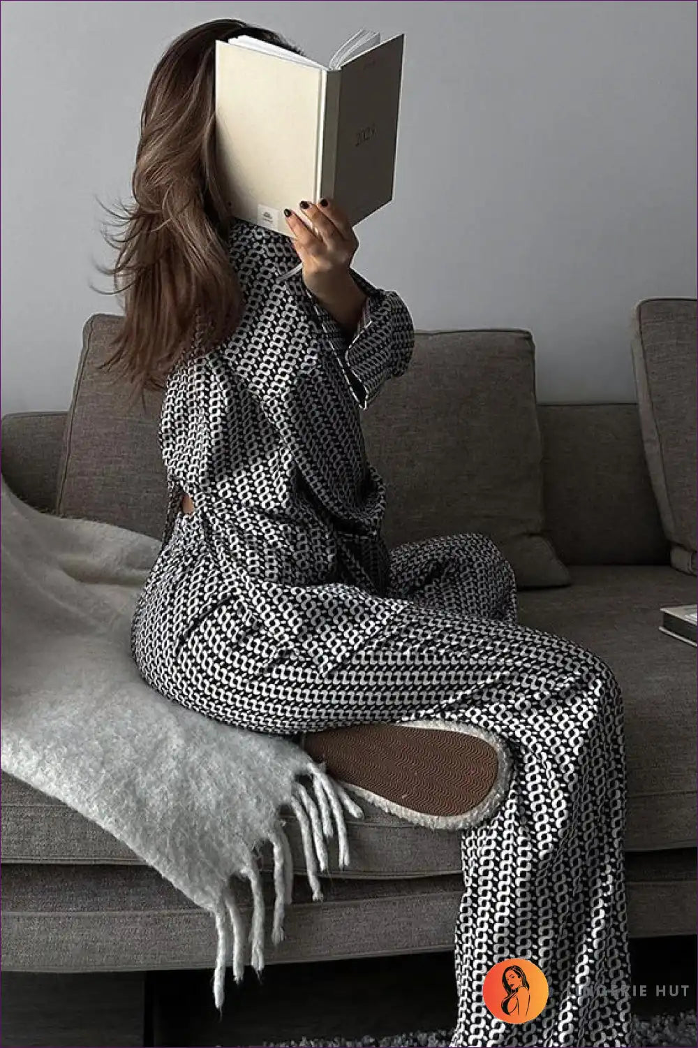 Pyjama Set with Geometric Print - Modern Comfort for All Season, Casual, Everyday, just In, Loungewear