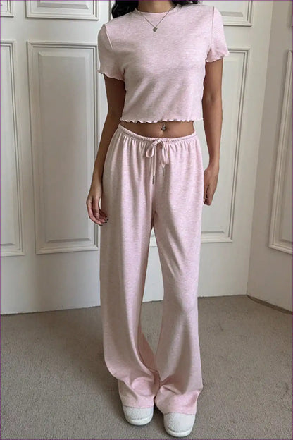 Pyjama Set with Scalloped Edges - Gentle Mornings for All Season, Casual, Cotton, Everyday, Jersey