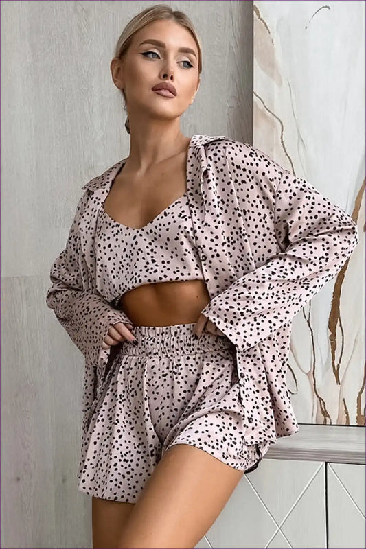 Pyjama Set with Spotted Print - Playful Evenings for Casual, Glamour, just In, Night In, Nightwear