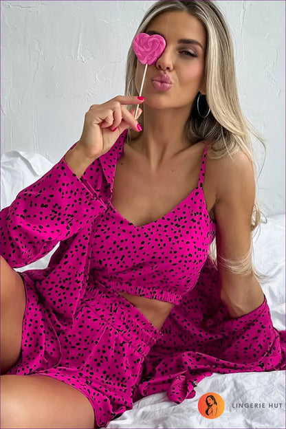 Pyjama Set with Spotted Print - Playful Evenings for Casual, Glamour, just In, Night In, Nightwear