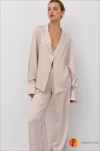 Pyjama Set with Wide Legs - Effortless Grace for All Season, Casual, just In, Loungewear, Modest
