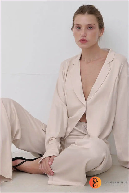Pyjama Set with Wide Legs - Effortless Grace for All Season, Casual, just In, Loungewear, Modest