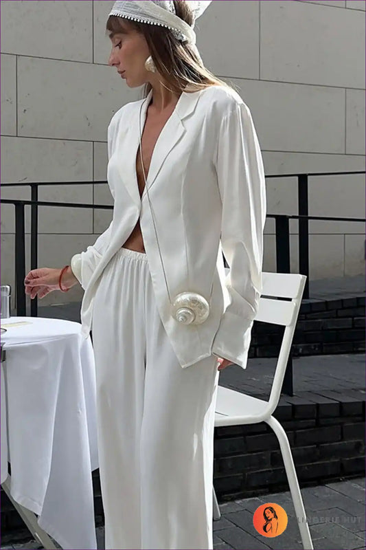 Pyjama Set with Wide Legs - Effortless Grace for All Season, Casual, just In, Loungewear, Modest