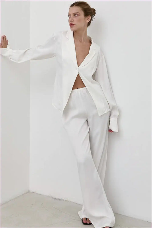 Pyjama Set with Wide Legs - Effortless Grace for All Season, Casual, just In, Loungewear, Modest