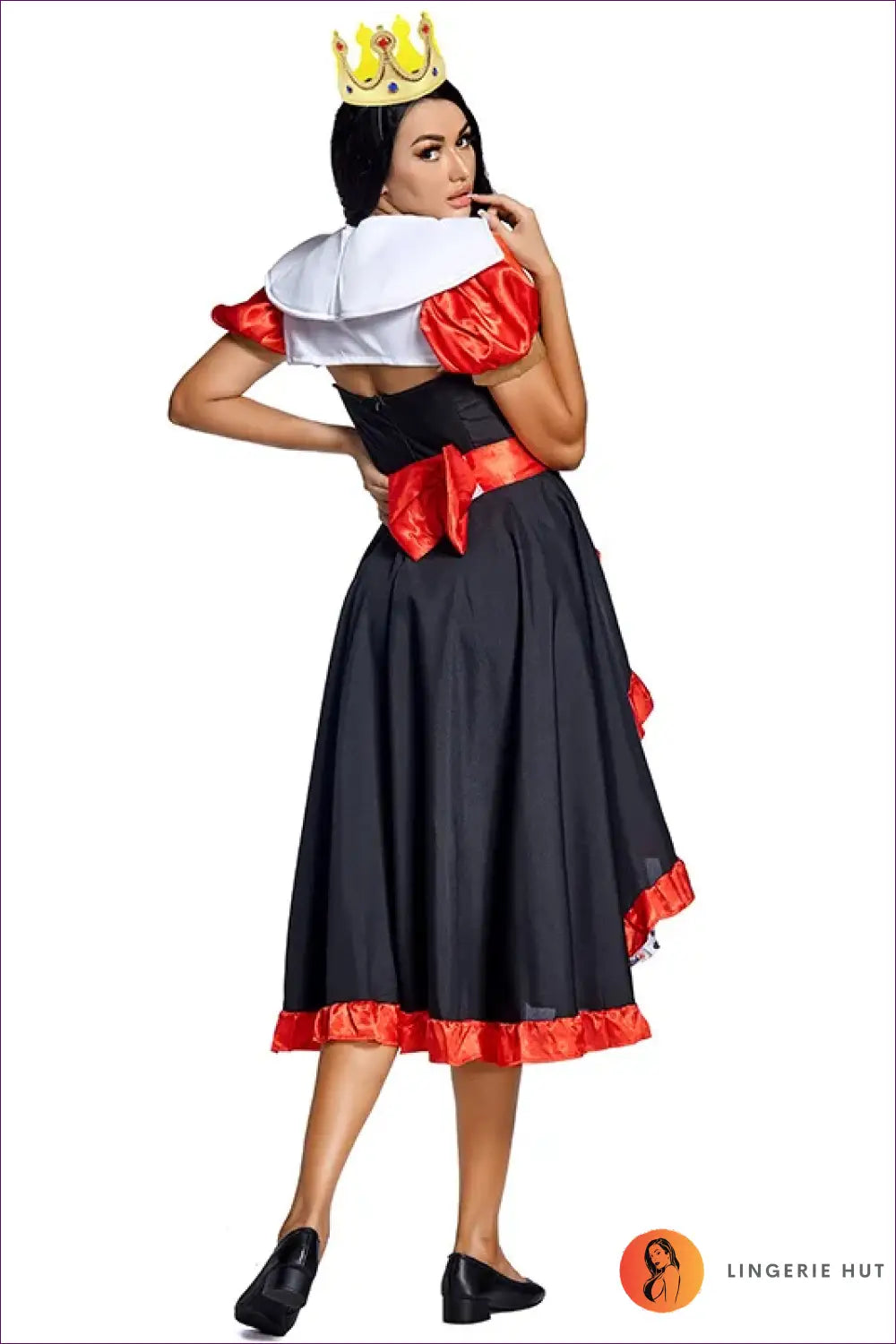 Queen of Hearts Costume Set - Dress Shawl Belt Headwear - Halloween • just in • Party • Polyester - Lingerie Hut