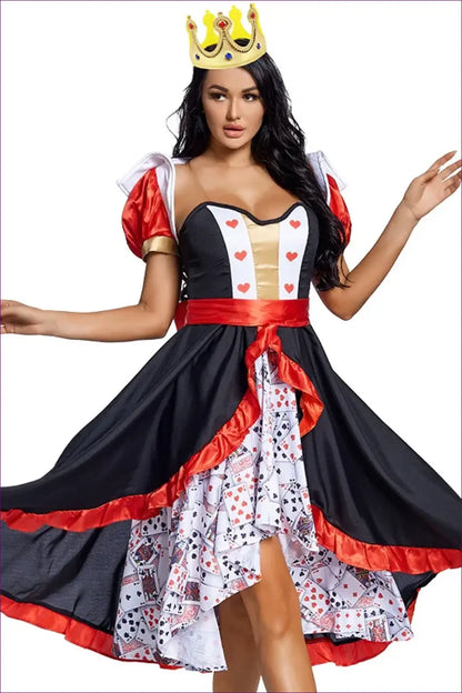 Queen of Hearts Costume Set - Dress Shawl Belt Headwear - Halloween • just in • Party • Polyester - Lingerie Hut