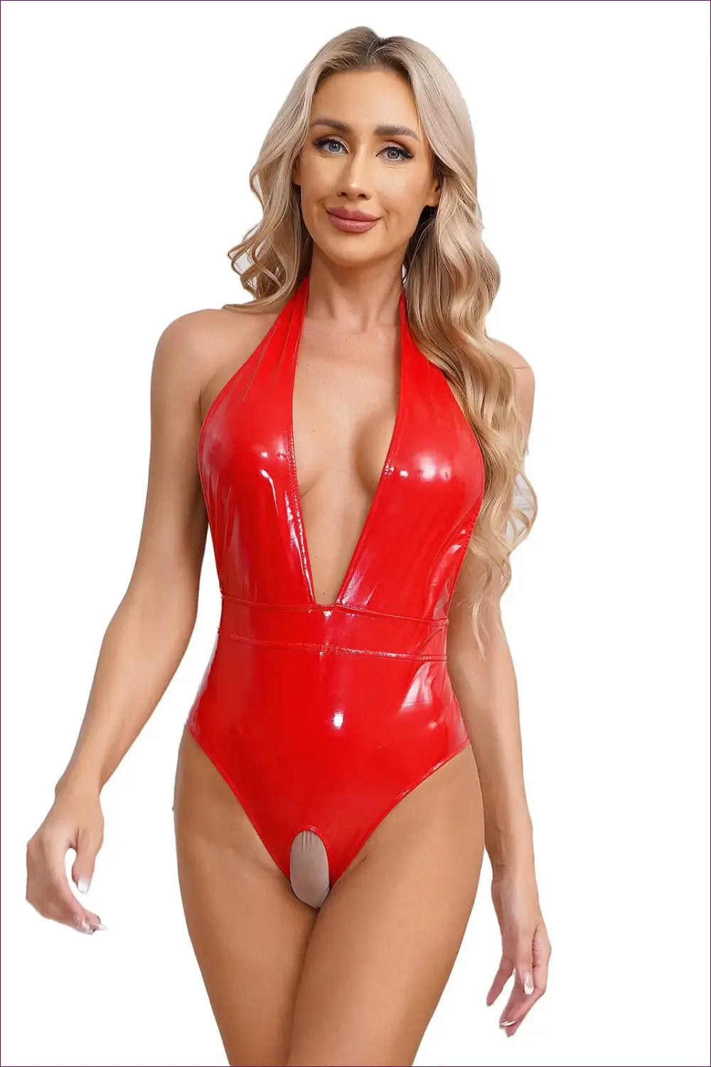 Red Hot Latex Bodysuit - Bold and Daring Look for Bodysuit, Clubwear, Cutout, Glamour,