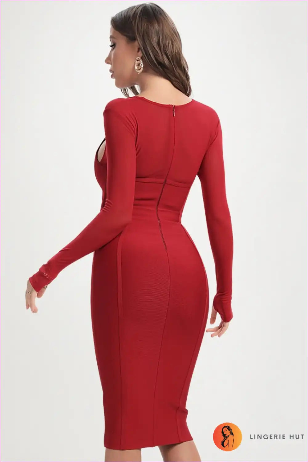 Make a Statement With Our Red Mesh Hl Bandage Dress. Sexy Mesh, Curve Accentuation, And Elegance In Every