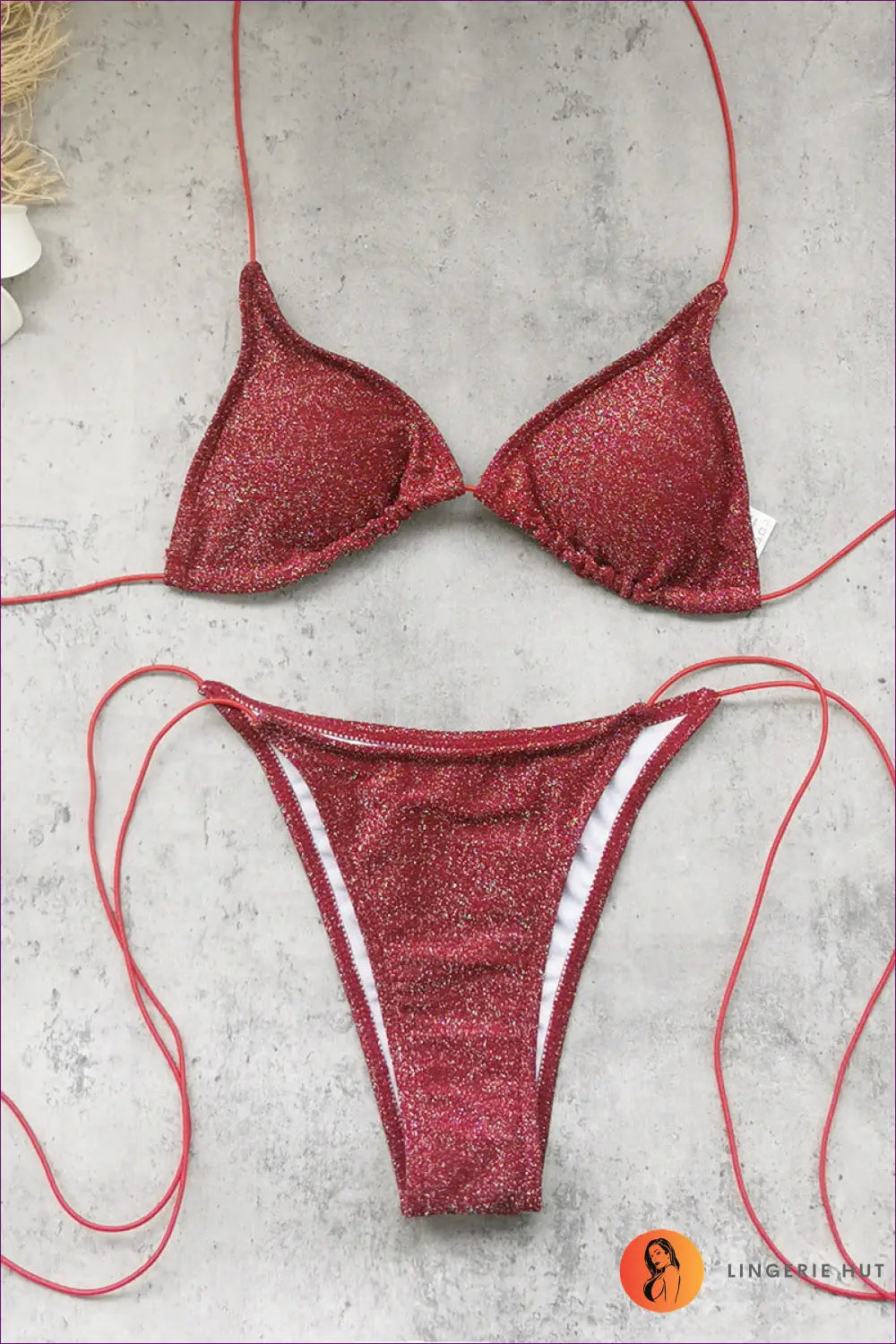 Red Shimmer Twist-front Bandeau Bikini - After Dark Beach Walk - s / Swimwear - Beachwear • just in • Sexy • Shiny