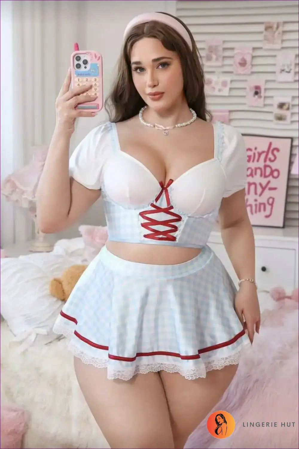 Retro Gingham Costume with Lace-up Bustier - Sweet Nostalgia - just in • Party • Role Play • Theme Parties - Lingerie