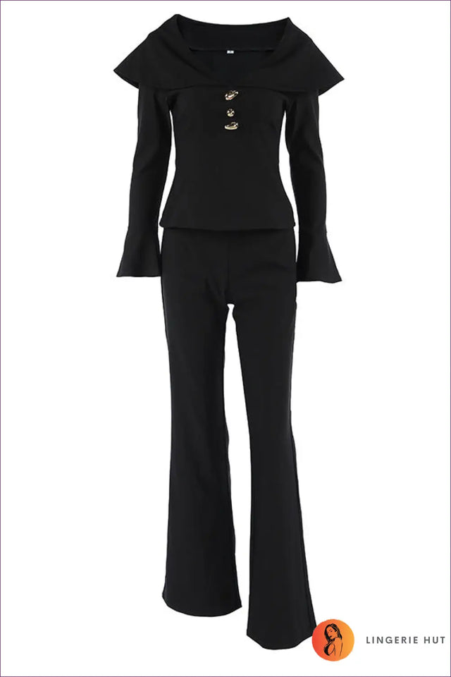 Retro Co Ord V-Neck Set - Effortless Elegance