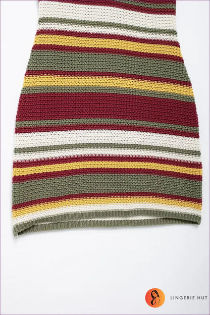 Retro Stripe Knit Mini Dress - Festival Ready Confidence - Dresses - Lingerie Hut - Bodycon • Boho • Casual