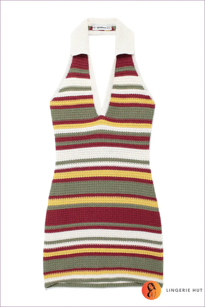 Retro Stripe Knit Mini Dress - Festival Ready Confidence - s / Multi - Dresses - Lingerie Hut - Bodycon • Boho • Casual