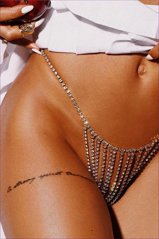 Rhinestone Body Chain Thong with Fringe - After Dark - Boudoir • Date Night • Glamour • just in • Lingerie - Hut