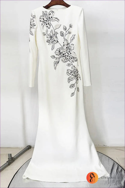 Rhinestone Bodycon Maxi Dress - Crystal Embellished Bodice - s / White - Cotton • just in • Olady