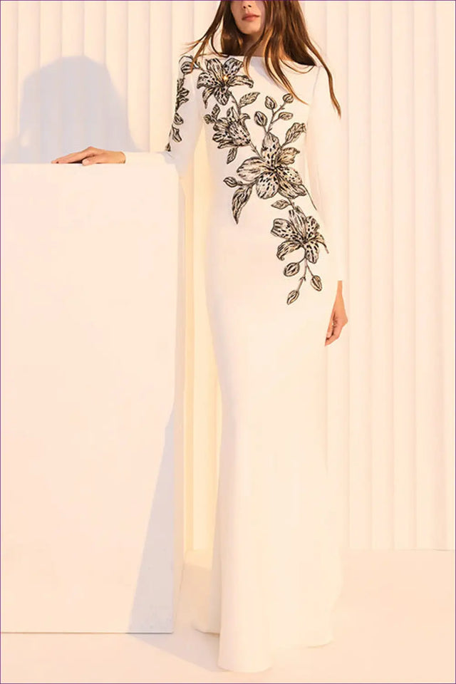 Rhinestone Bodycon Maxi Dress - Crystal Embellished Bodice