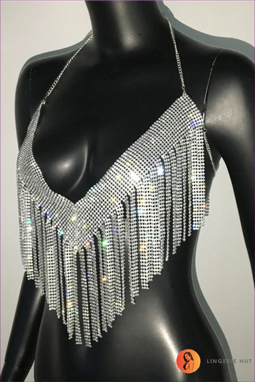Rhinestone Crop Halter Top - Summer Evenings Sorted - one Size / Silver - Clothing Tops - Lingerie Hut - Clubwear