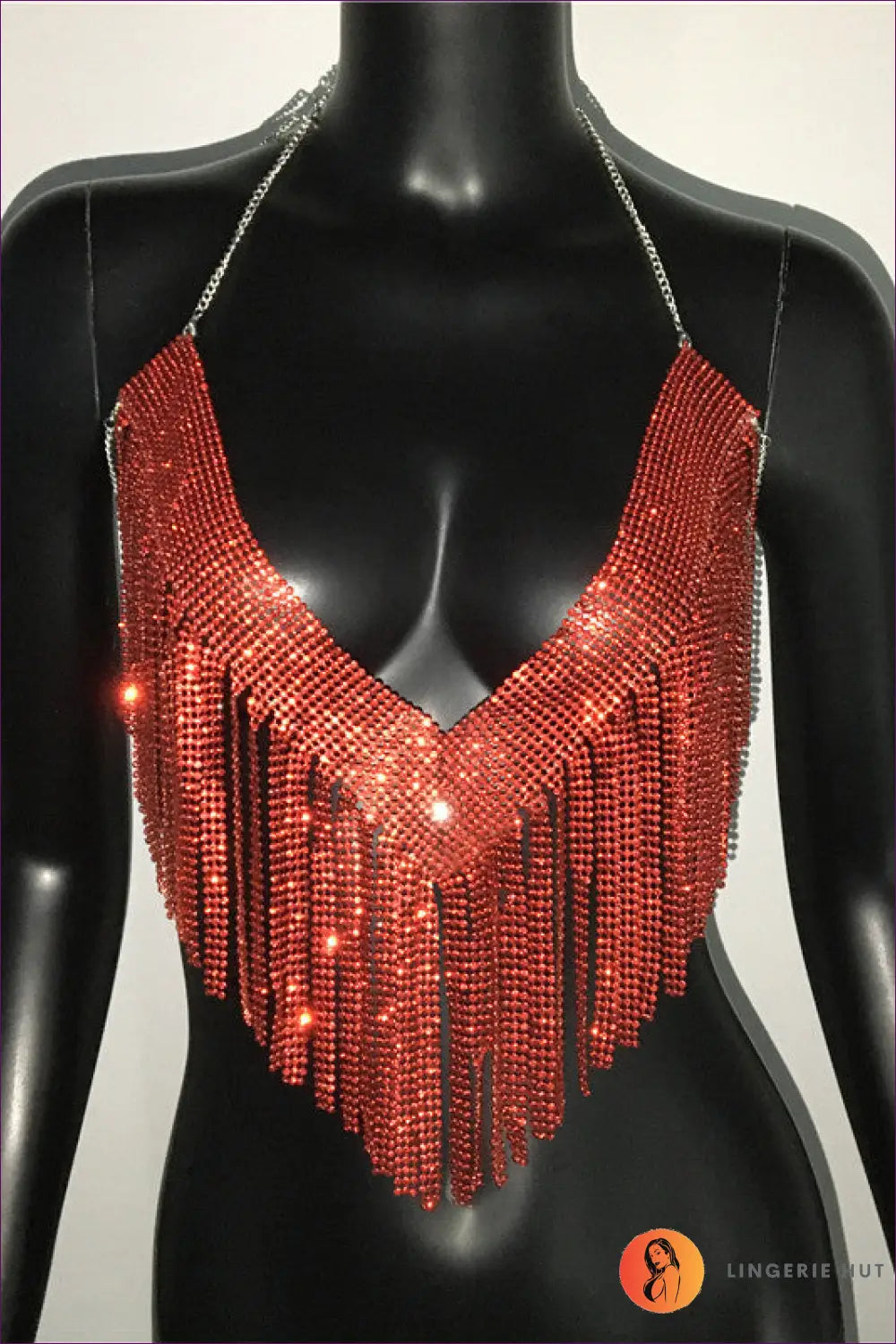 Rhinestone Crop Halter Top - Summer Evenings Sorted - one Size / Red - Clothing Tops - Lingerie Hut - Clubwear • Date