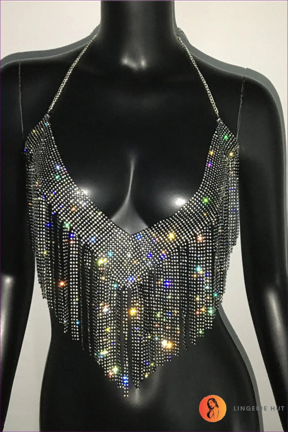 Rhinestone Crop Halter Top - Summer Evenings Sorted - one Size / Black - Clothing Tops - Lingerie Hut - Clubwear • Date