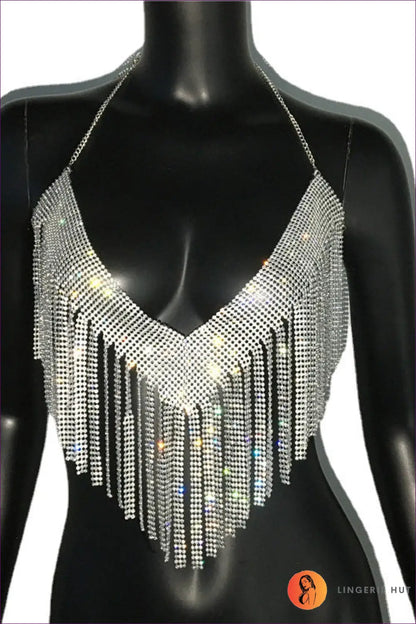 Rhinestone Crop Halter Top - Summer Evenings Sorted - Clothing Tops - Lingerie Hut - Clubwear • Date Night • Glamour