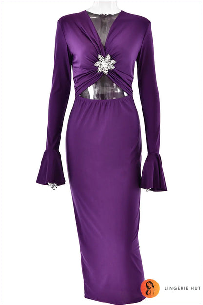 Rhinestone Fishtail Maxi Dress - Understated Glamour - s / Purple - Dresses - Clothing • Cutout • Lingerie Hut