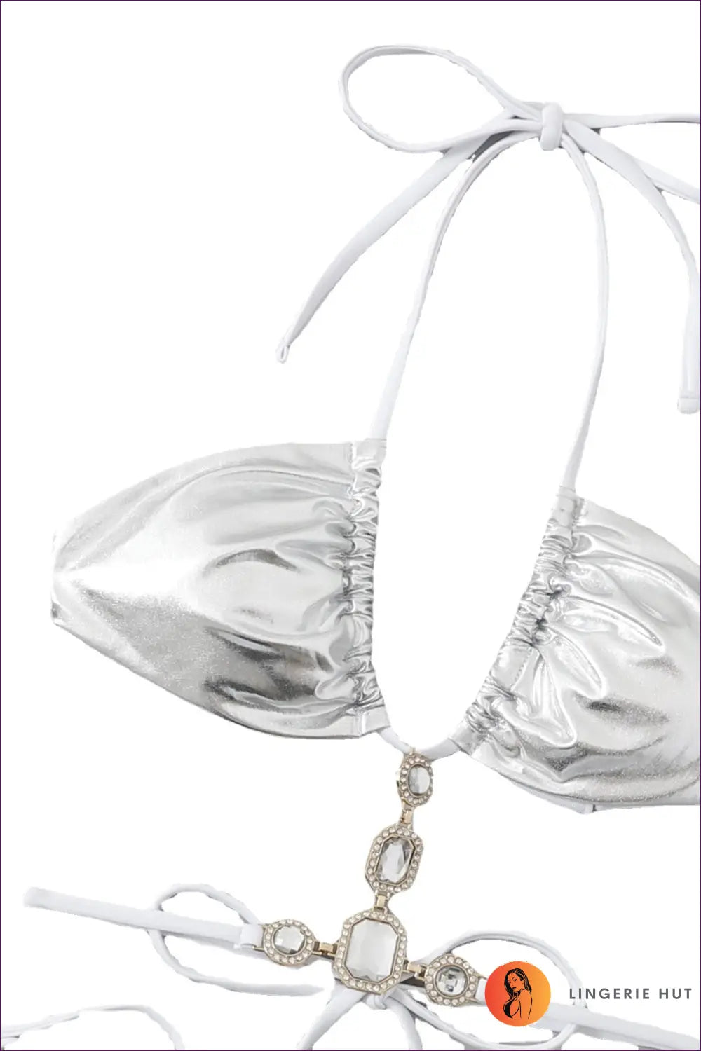 Rhinestone Halter Bikini - Festival Beach Glamour - Cutout • Party • Polyester - Lingerie Hut