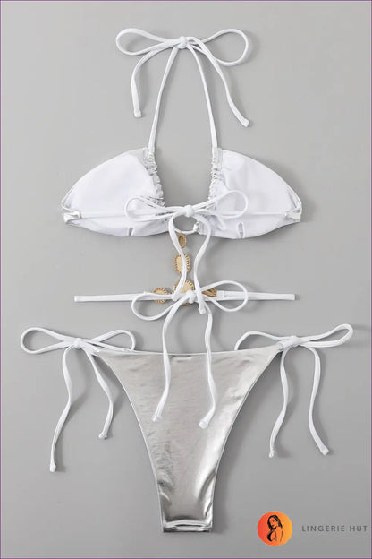 Rhinestone Halter Bikini - Festival Beach Glamour - Cutout • Party • Polyester - Lingerie Hut
