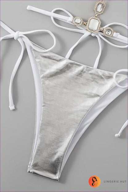 Rhinestone Halter Bikini - Festival Beach Glamour - Cutout • Party • Polyester - Lingerie Hut