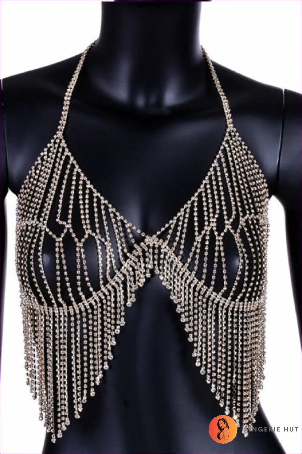 Rhinestone Tassel Crop Top - Party Ready Shine - one Size / Gold - Shirts & Tops - Lingerie Hut - All Season • Boudoir