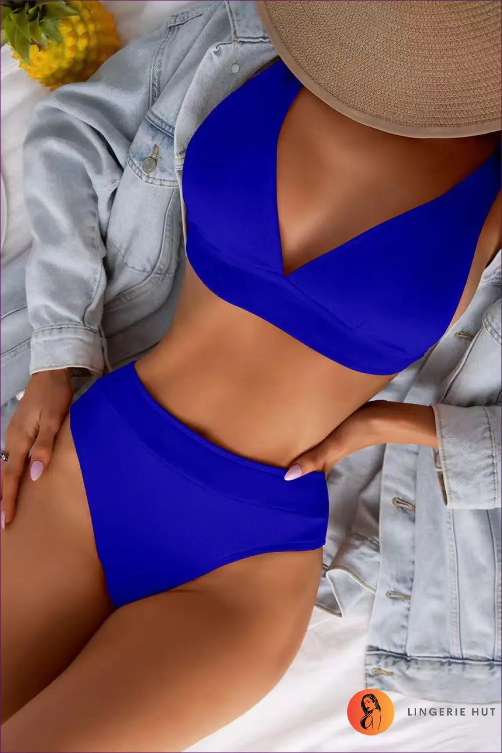 Ribbed Bikini Set with High Waist - Summer Evenings Sorted - Blue / s - Swimwear - Lingerie Hut - Beachwear • Casual