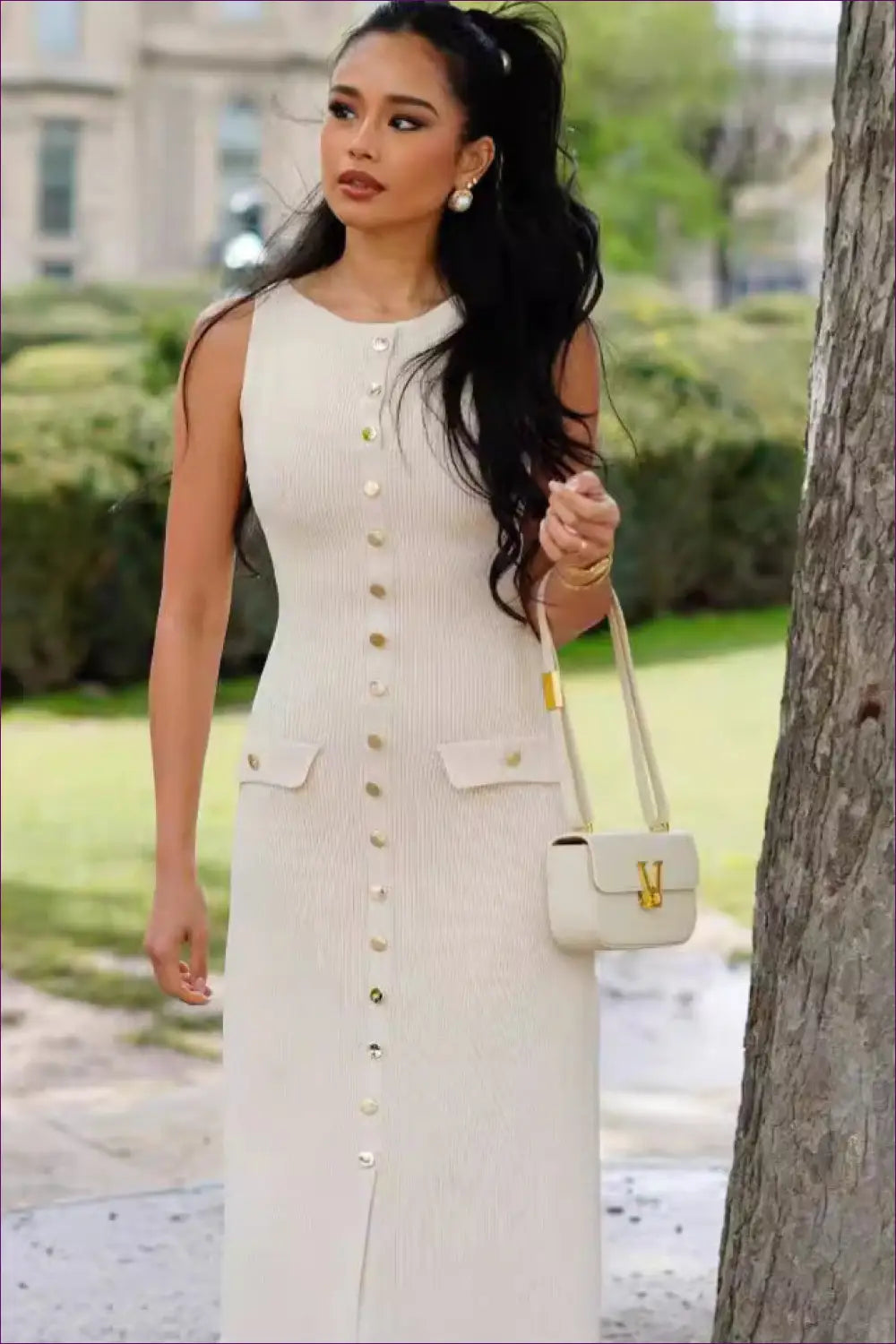 Ribbed Button-up Maxi Dress - Day-to-night Versatility - Dresses - Button Front • Casual • Clothing • Cotton • Lingerie